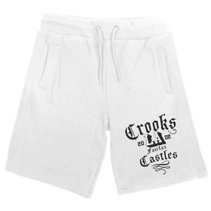 Crooks & Castles Men's LA Fairfax Fleece Sweat Shorts in White